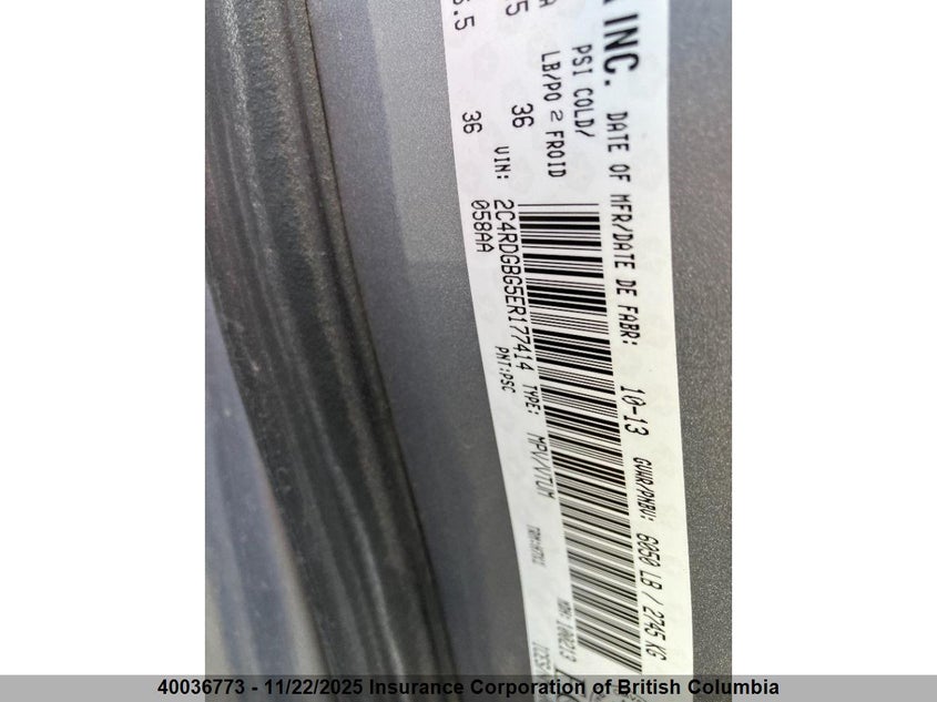 2014 Dodge Grand Caravan Se VIN: 2C4RDGBG5ER177414 Lot: 40036773