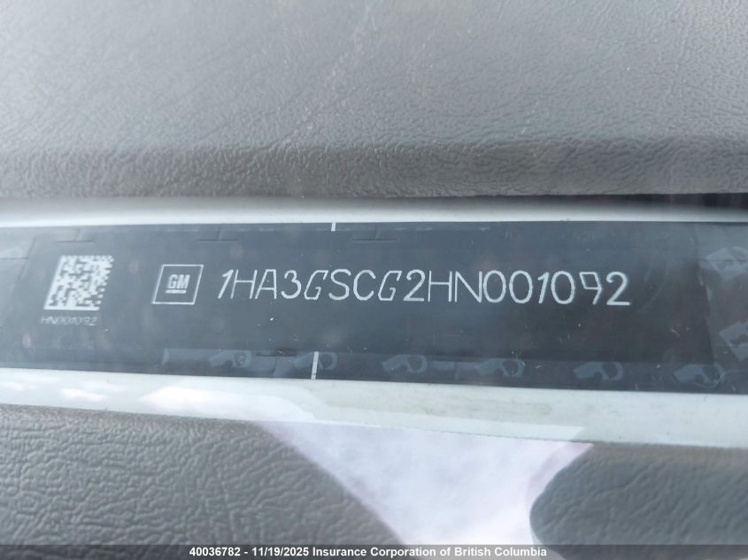 2017 Chevrolet Express G3500 VIN: 1HA3GSCG2HN001092 Lot: 40036782