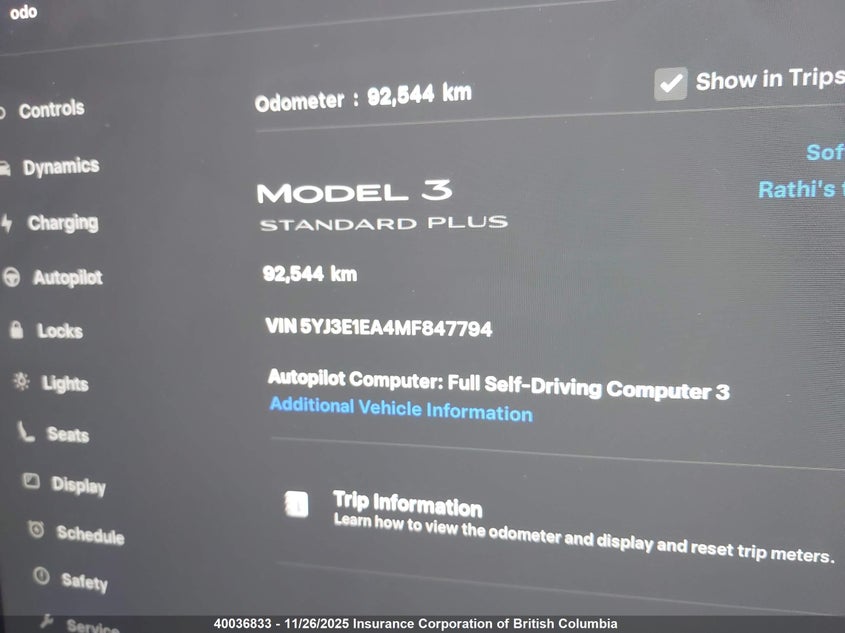 2021 Tesla Model 3 VIN: 5YJ3E1EA4MF847794 Lot: 40036833