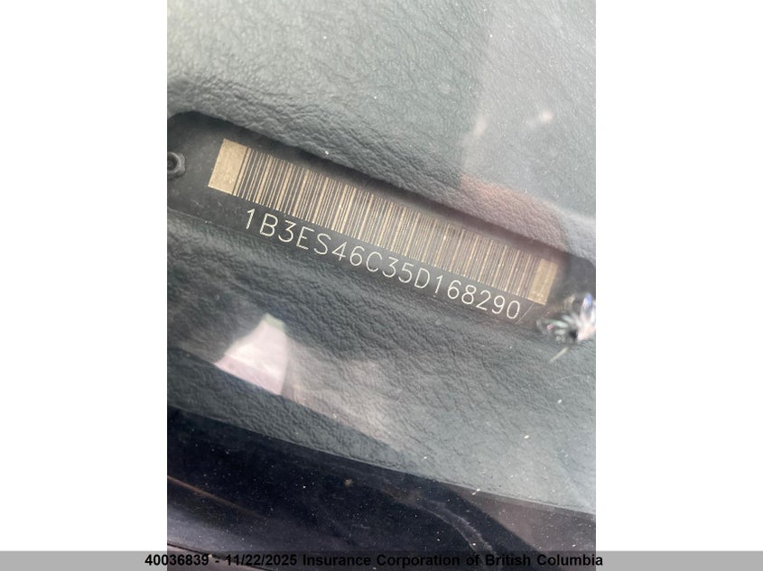 2005 Dodge Neon Sx 2.0 VIN: 1B3ES46C35D168290 Lot: 40036839