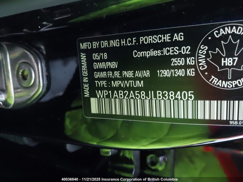 WP1AB2A58JLB38405 2018 PORSCHE MACAN photo no. 9