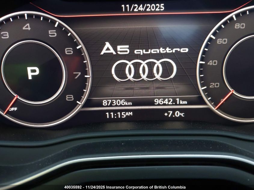 2018 Audi A5 Prestige VIN: WAUCNCF59JA045868 Lot: 40035592