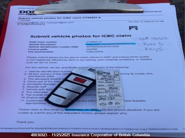 2007 Volkswagen Passat 2.0T Luxury Leather VIN: WVWEK93C87P013364 Lot: 40036923