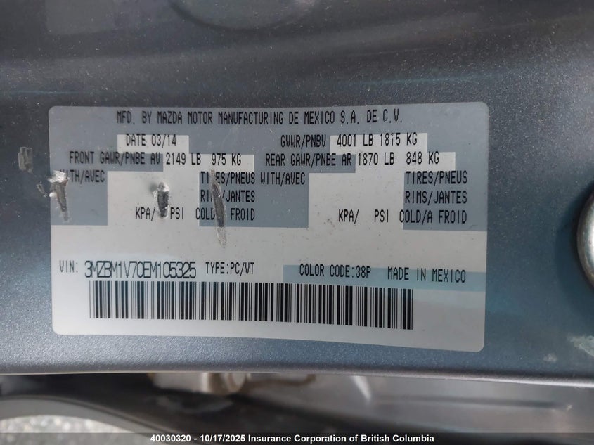 3MZBM1V70EM105325 2014 MAZDA 3 photo no. 9