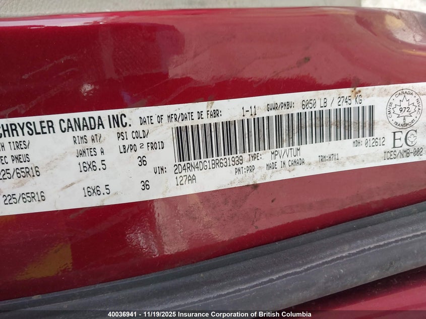 2D4RN4DG1BR631939 2011 DODGE CARAVAN photo no. 9