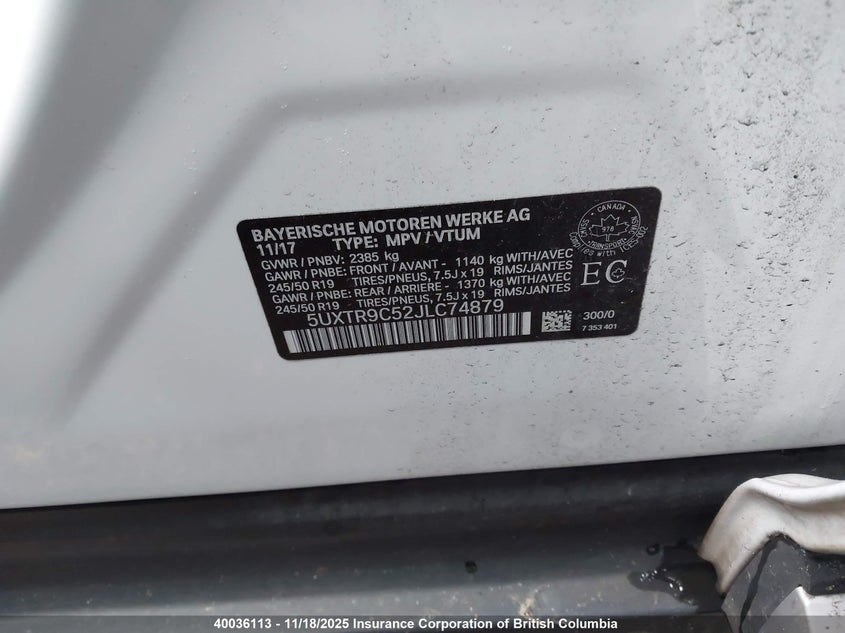 5UXTR9C52JLC74879 2018 BMW X3 photo no. 19
