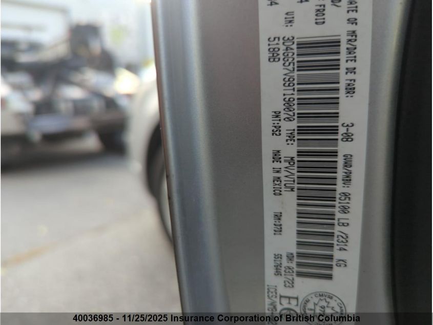 2009 Dodge Journey Sxt VIN: 3D4GG57V99T190070 Lot: 40036985