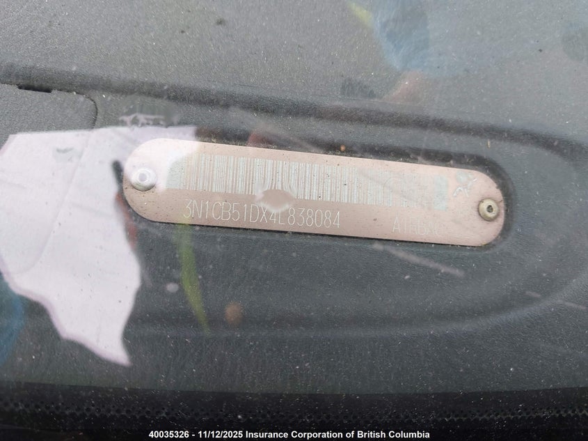 2004 Nissan Sentra 1.8/1.8S VIN: 3N1CB51DX4L838084 Lot: 40035326