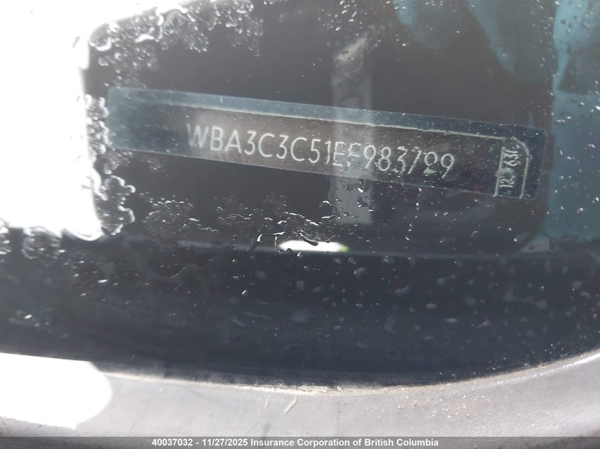 2014 BMW 320I VIN: WBA3C3C51EF983799 Lot: 40037032