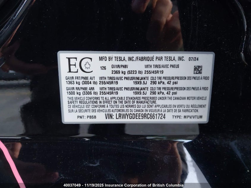 LRWYGDEE9RC661724 2024 TESLA MODEL Y photo no. 9