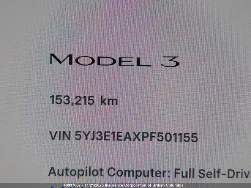 2023 Tesla Model 3 VIN: 5YJ3E1EAXPF501155 Lot: 40037067