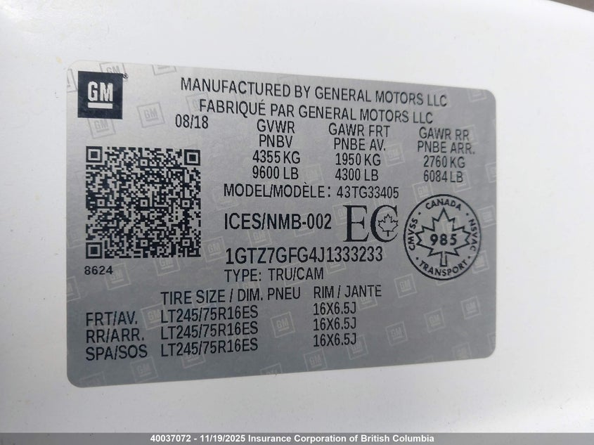 1GTZ7GFG4J1333233 2018 GMC SAVANA photo no. 17