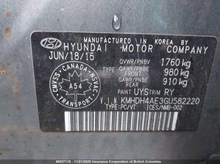 KMHDH4AE3GU582220 2016 HYUNDAI ELANTRA photo no. 9