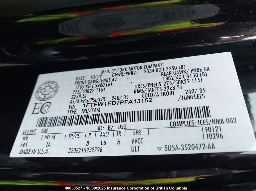 1FTFW1ED7PFA13152 2023 FORD F-150 photo no. 9