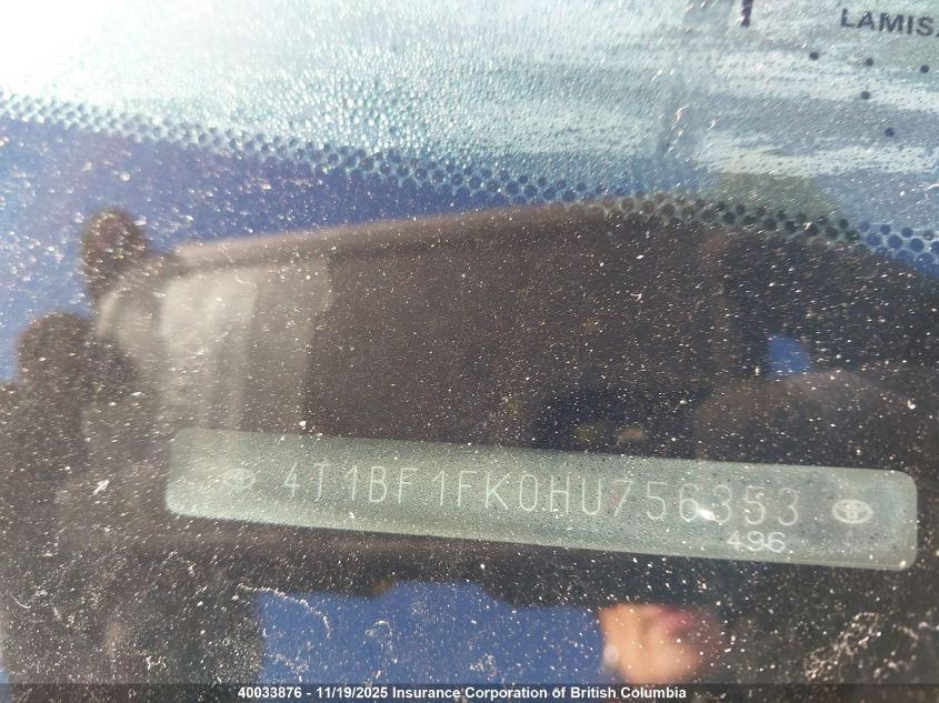 2017 Toyota Camry Le/Xle/Se/Xse VIN: 4T1BF1FK0HU756353 Lot: 40033876