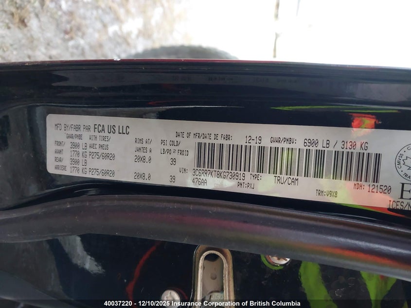 3C6RR7KT8KG730919 2019 RAM 1500 photo no. 9