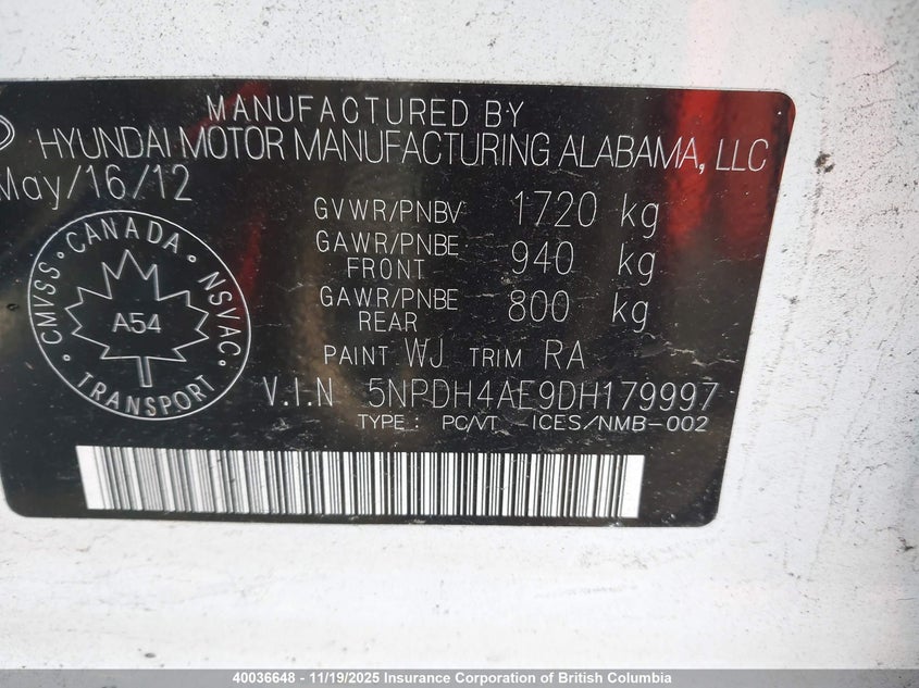 5NPDH4AE9DH179997 2013 HYUNDAI ELANTRA photo no. 9