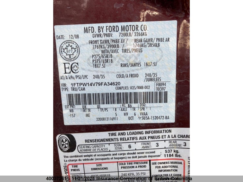 1FTPW14V79FA34620 2009 FORD F-150 photo no. 10