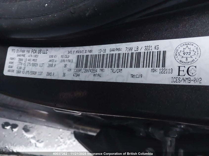 1C6SRFLT2KN743554 2019 RAM 1500 photo no. 9