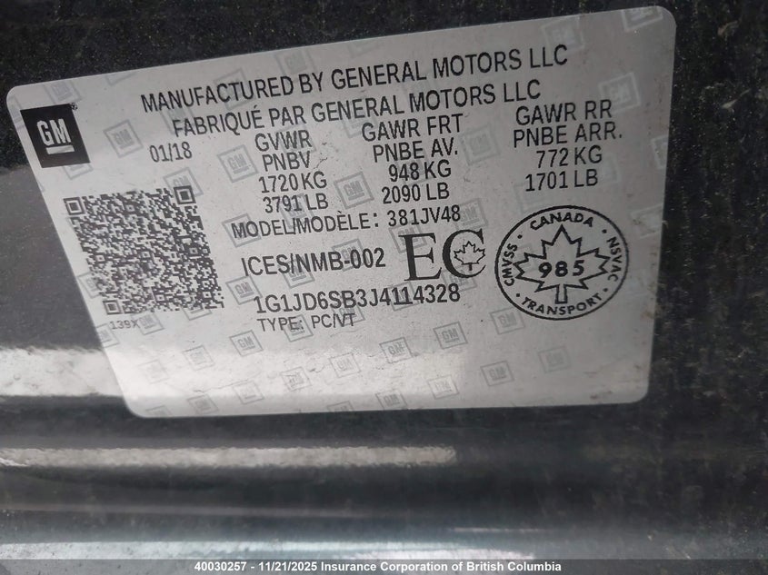 1G1JD6SB3J4114328 2018 CHEVROLET SONIC photo no. 9