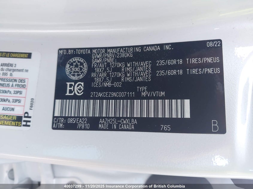 2T2AKCEZ9NC007111 2022 LEXUS NX photo no. 9