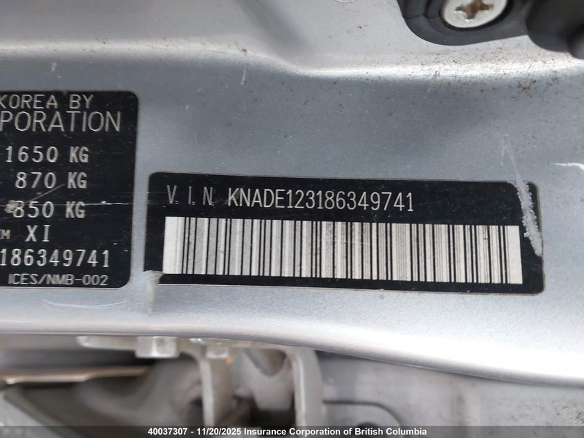 KNADE123186349741 2008 KIA RIO photo no. 9