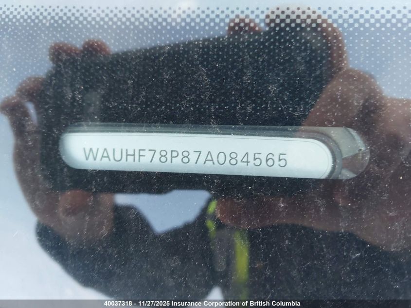 2007 Audi A3 VIN: WAUHF78P87A084565 Lot: 40037318