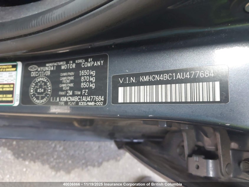 KMHCN4BC1AU477684 2010 HYUNDAI ACCENT photo no. 9