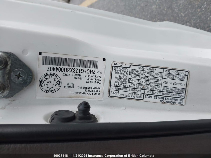 2HGFG123X8H004407 2008 HONDA CIVIC photo no. 9