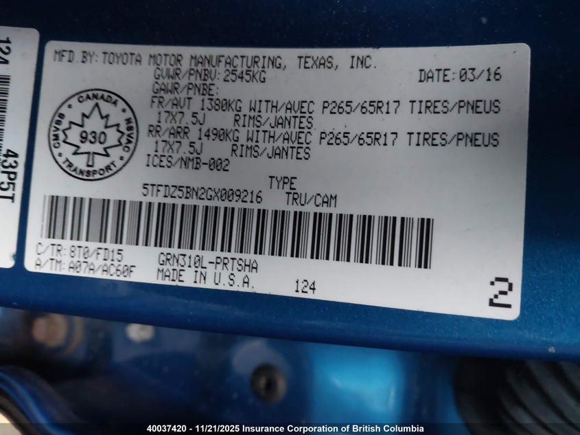 5TFDZ5BN2GX009216 2016 TOYOTA TACOMA photo no. 18