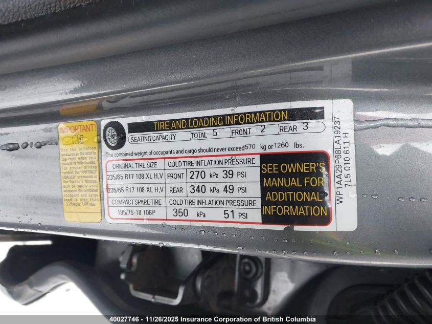 2008 Porsche Cayenne VIN: WP1AA29P68LA19237 Lot: 40027746