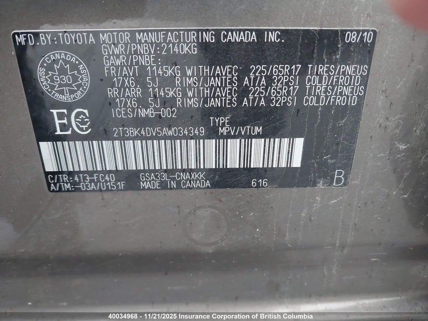 2T3BK4DV5AW034349 2010 TOYOTA RAV 4 photo no. 9