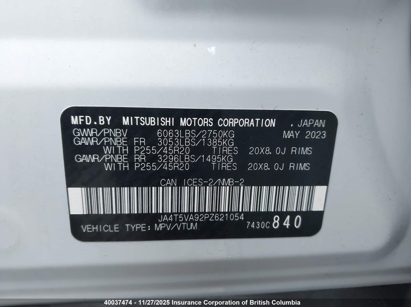 JA4T5VA92PZ621054 2023 MITSUBISHI OUTLANDER photo no. 9