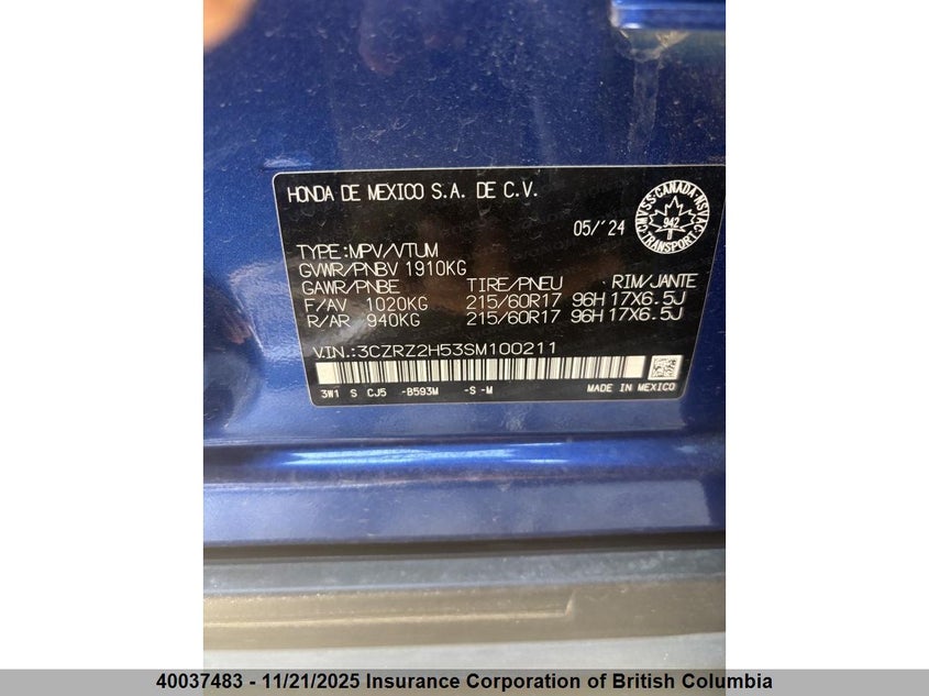 3CZRZ2H53SM100211 2025 HONDA HR-V photo no. 8