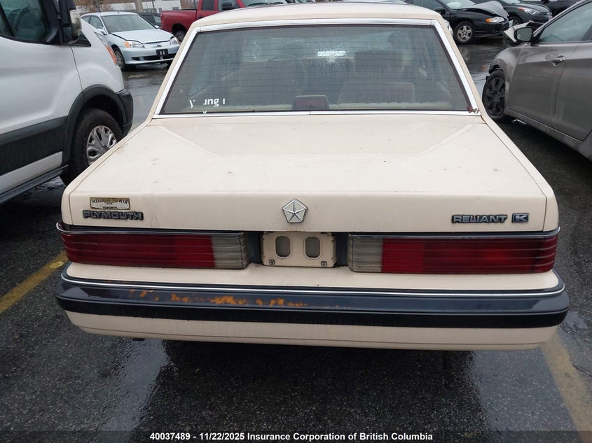 1P3BP36K8GC188676 1986 PLYMOUTH RELIANT photo no. 17