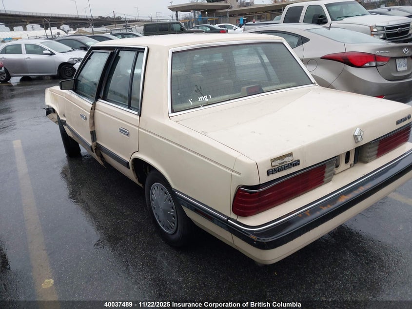1P3BP36K8GC188676 1986 PLYMOUTH RELIANT photo no. 3