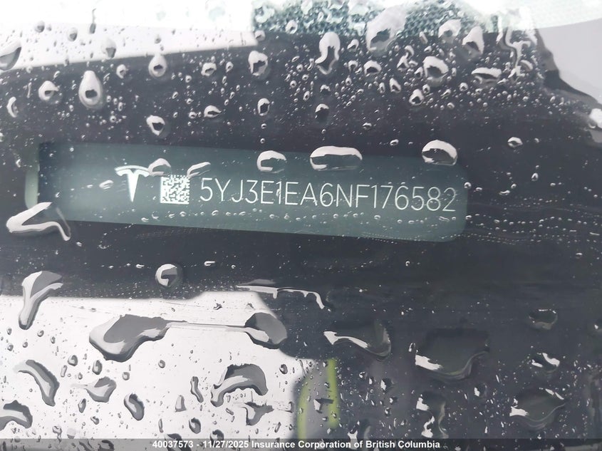 2022 Tesla Model 3 VIN: 5YJ3E1EA6NF176582 Lot: 40037573