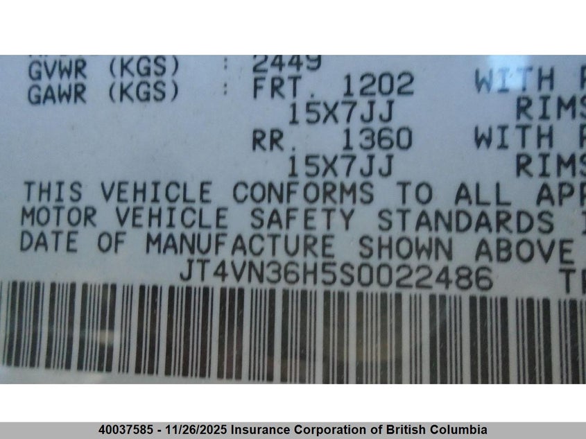 1995 Toyota 4Runner Sr5 VIN: JT4VN36H5S0022486 Lot: 40037585