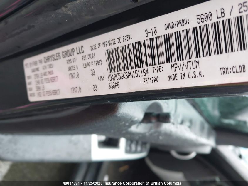 2010 Dodge Nitro Sxt VIN: 1D4PU5GK3AW151164 Lot: 40037591