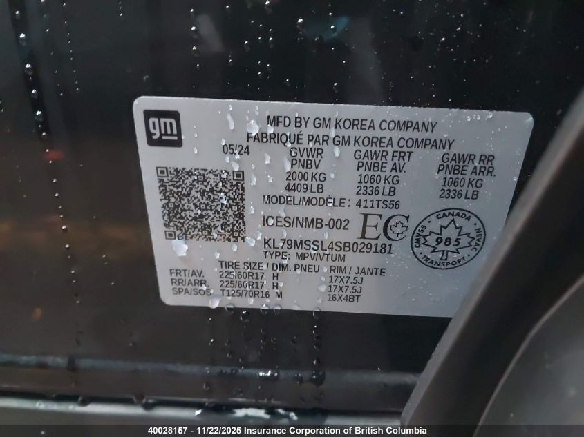 2025 Chevrolet Trailblazer Activ VIN: KL79MSSL4SB029181 Lot: 40028157