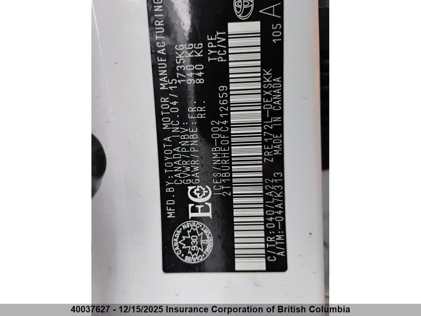 2T1BURHE0FC412659 2015 TOYOTA COROLLA photo no. 7