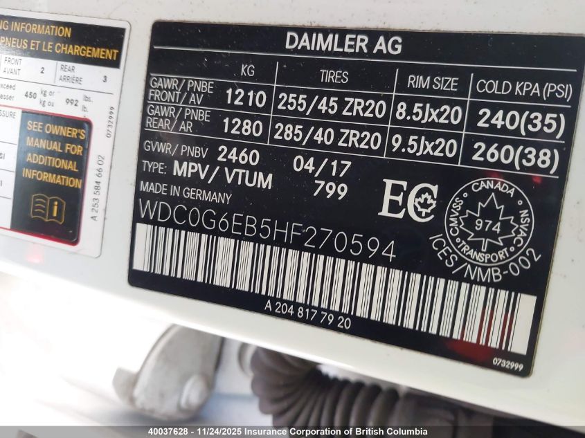 2017 Mercedes-Benz Glc 43 4Matic Amg VIN: WDC0G6EB5HF270594 Lot: 40037628