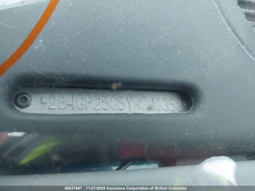 2000 Dodge Caravan VIN: 2B4GP25G5YR846358 Lot: 40037647