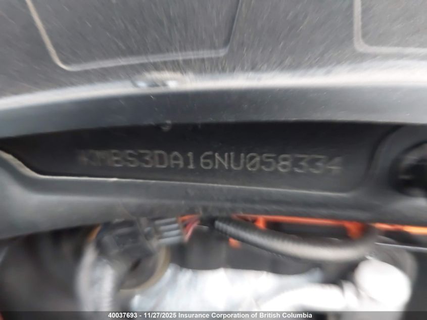 2022 Hyundai Santa Fe Sel Premium VIN: KM8S3DA16NU058334 Lot: 40037693