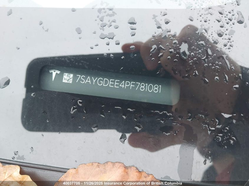 2023 Tesla Model Y VIN: 7SAYGDEE4PF781081 Lot: 40037705