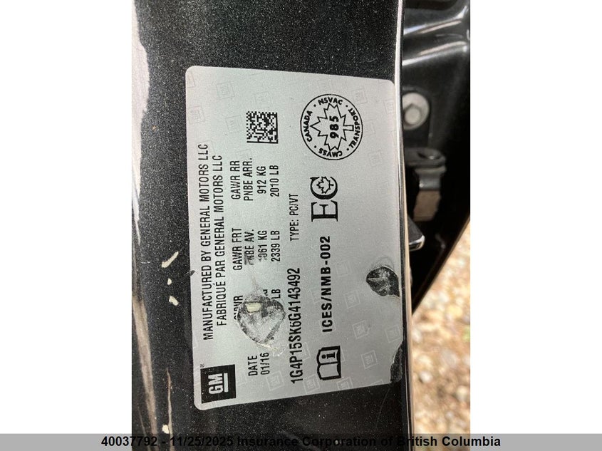 2016 Buick Verano VIN: 1G4P15SK6G4143492 Lot: 40037792