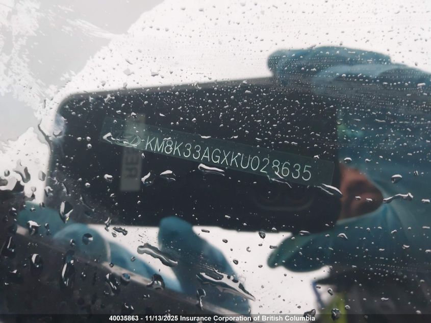 2019 Hyundai Kona Limited VIN: KM8K33AGXKU028635 Lot: 40035863