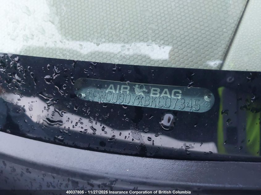 2011 Ford Escape Xlt VIN: 1FMCU0D7XBKC07345 Lot: 40037805