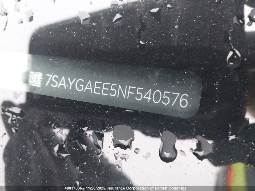 2022 Tesla Model Y VIN: 7SAYGAEE5NF540576 Lot: 40037836