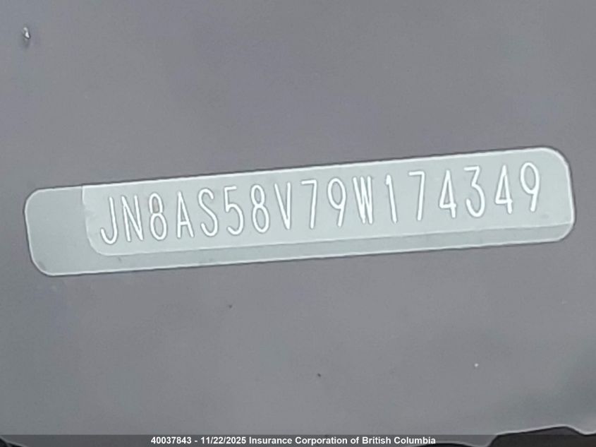 2009 Nissan Rogue VIN: JN8AS58V79W174349 Lot: 40037843